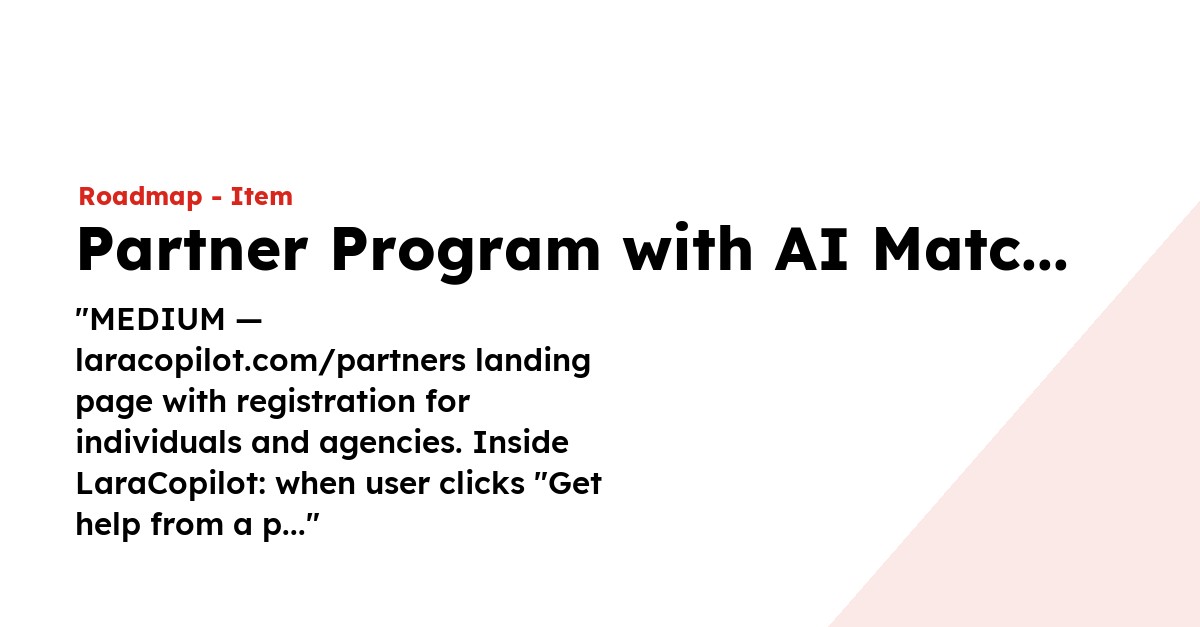Partner Program with AI Matchmaking - LaraCopilot
