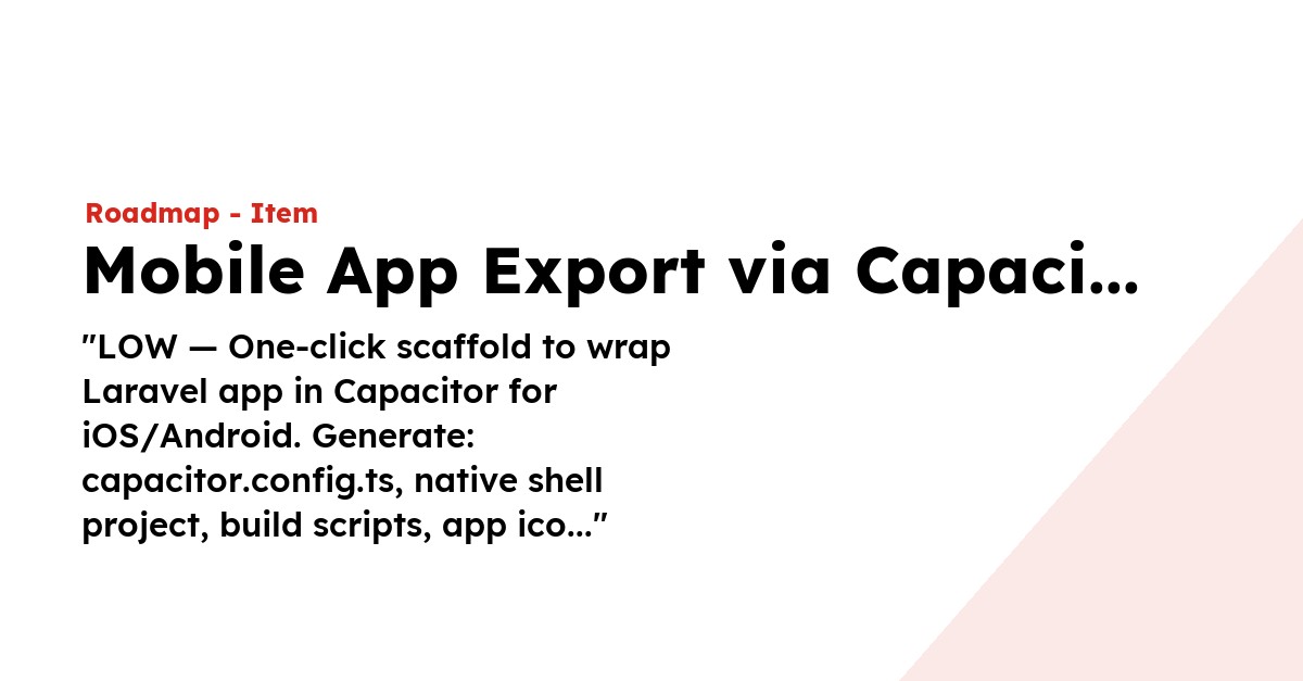 Mobile App Export via Capacitor - LaraCopilot