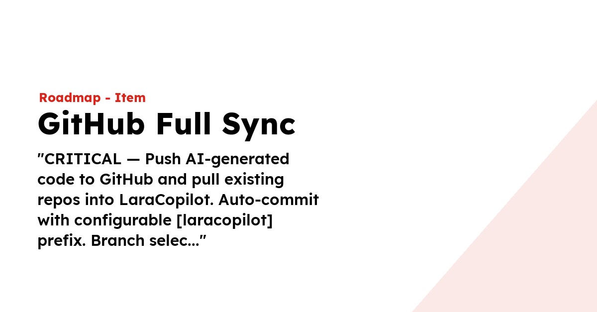 GitHub Full Sync - LaraCopilot